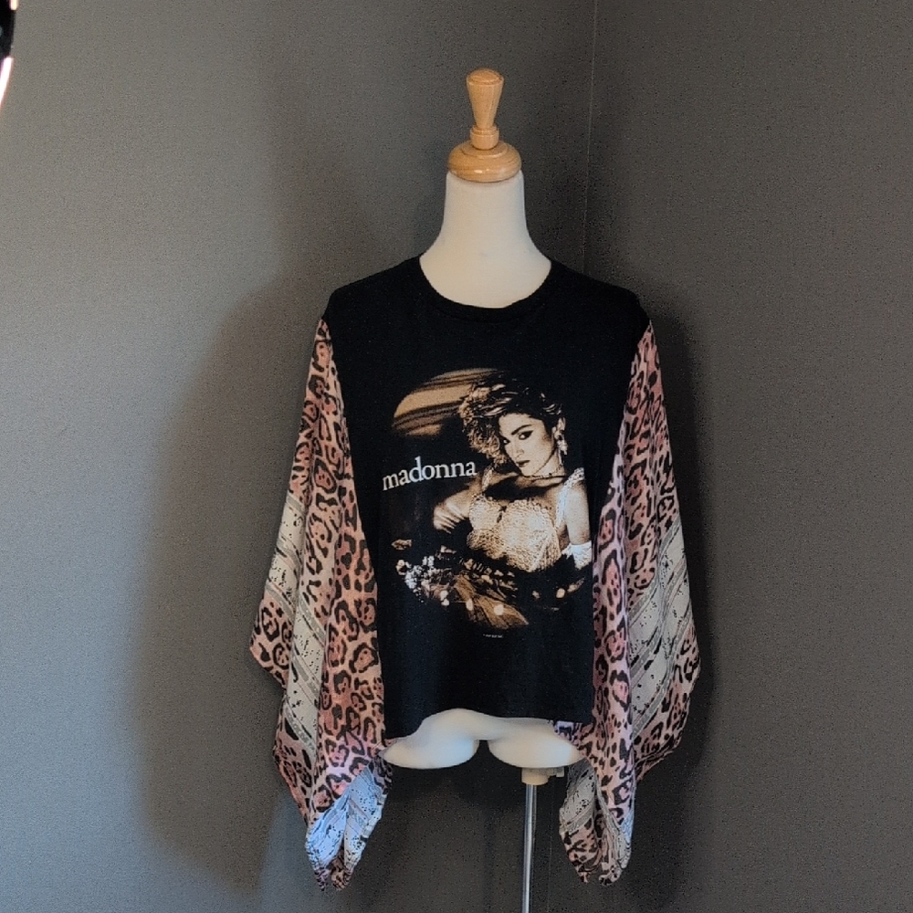 Madonna Upcycled Kimono with Pink Leopard Sleeves
